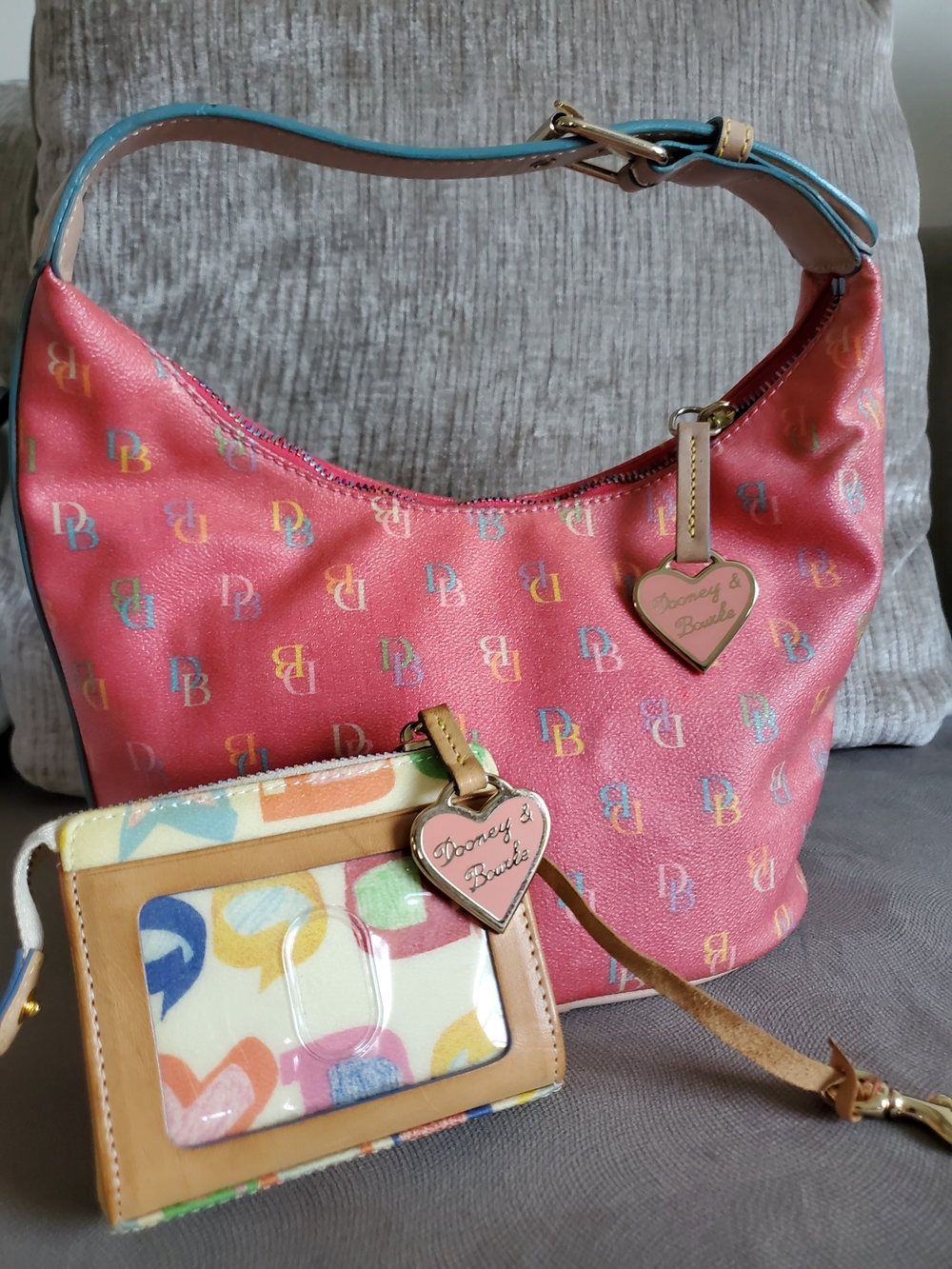 Dooney & Bourke Pink Logo Hobo Bag with Card Holder